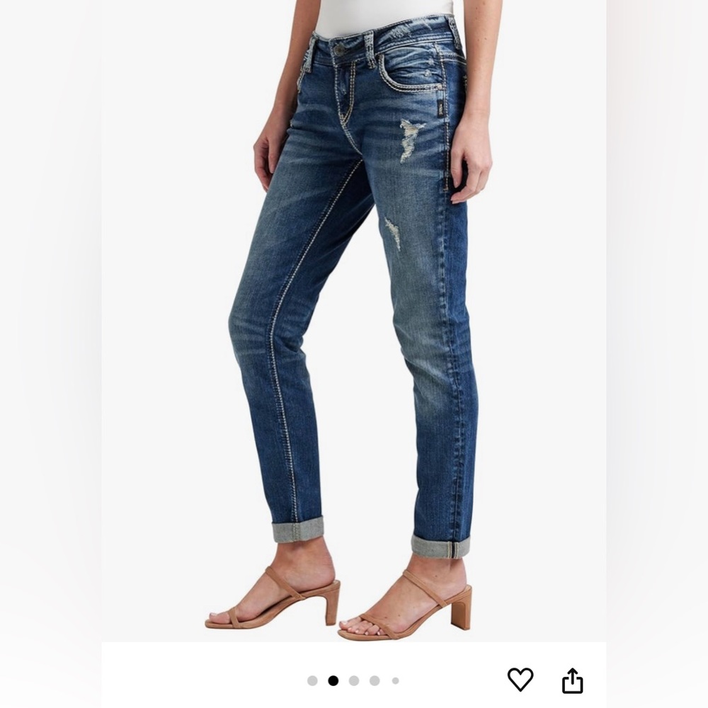 Silver Jeans Co. Women's Girlfriend Mid Rise Skinny Jeans 32x29